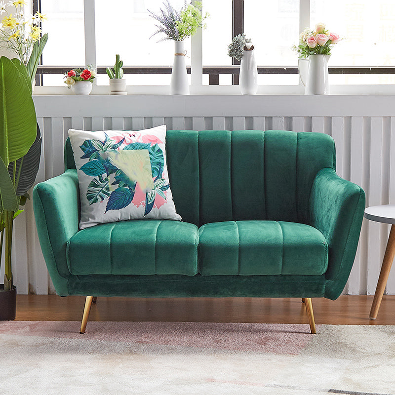 Contemporary Velvet Square Arm Sofa Green/Blue/Pink Settee with Tight Back