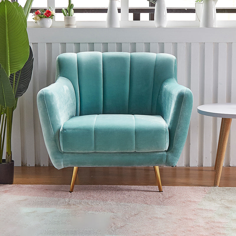 Contemporary Velvet Square Arm Sofa Green/Blue/Pink Settee with Tight Back