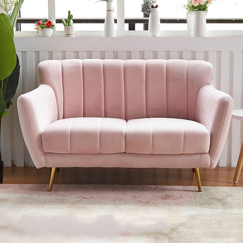 Contemporary Velvet Square Arm Sofa Green/Blue/Pink Settee with Tight Back