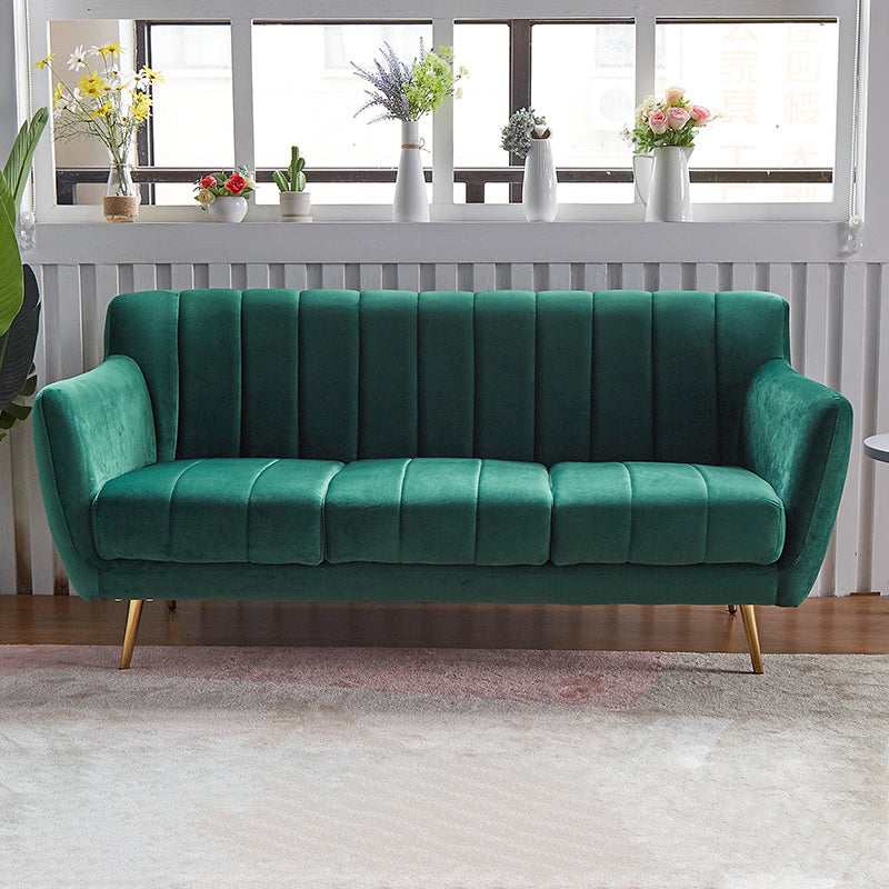 Contemporary Velvet Square Arm Sofa Green/Blue/Pink Settee with Tight Back