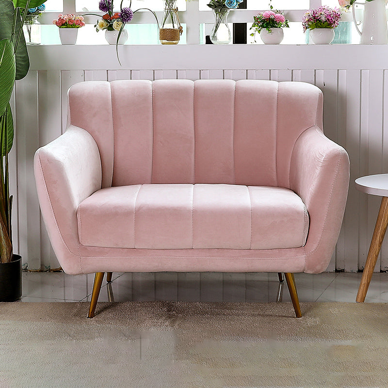 Contemporary Velvet Square Arm Sofa Green/Blue/Pink Settee with Tight Back