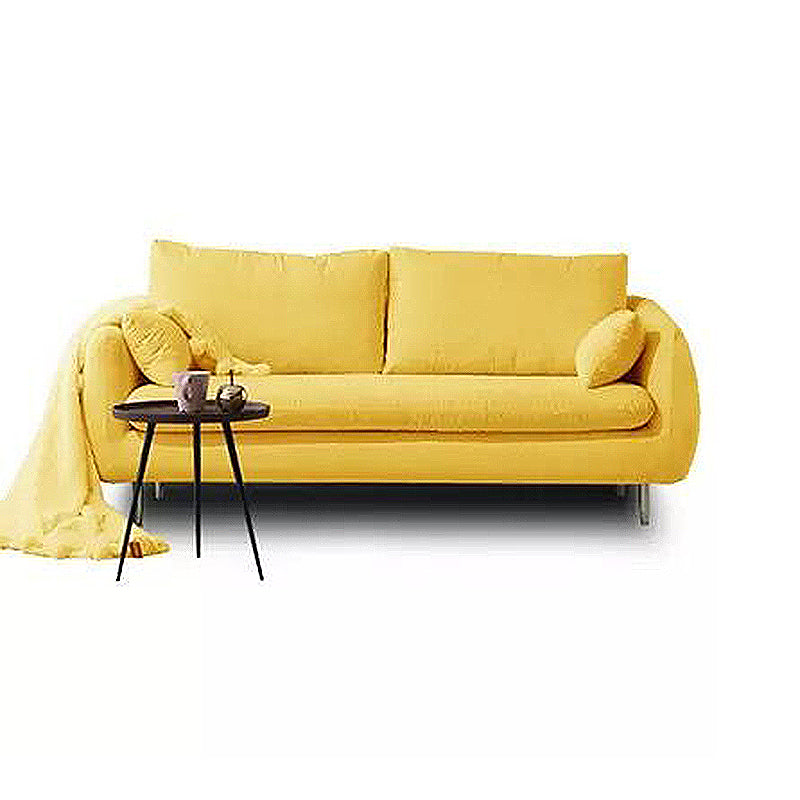 Contemporary Standard Sofa Square Arm Settee Couch with 2 Pillows