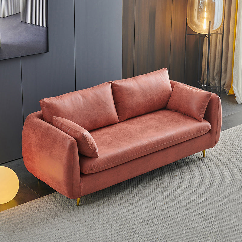 Contemporary Standard Sofa Square Arm Settee Couch with 2 Pillows