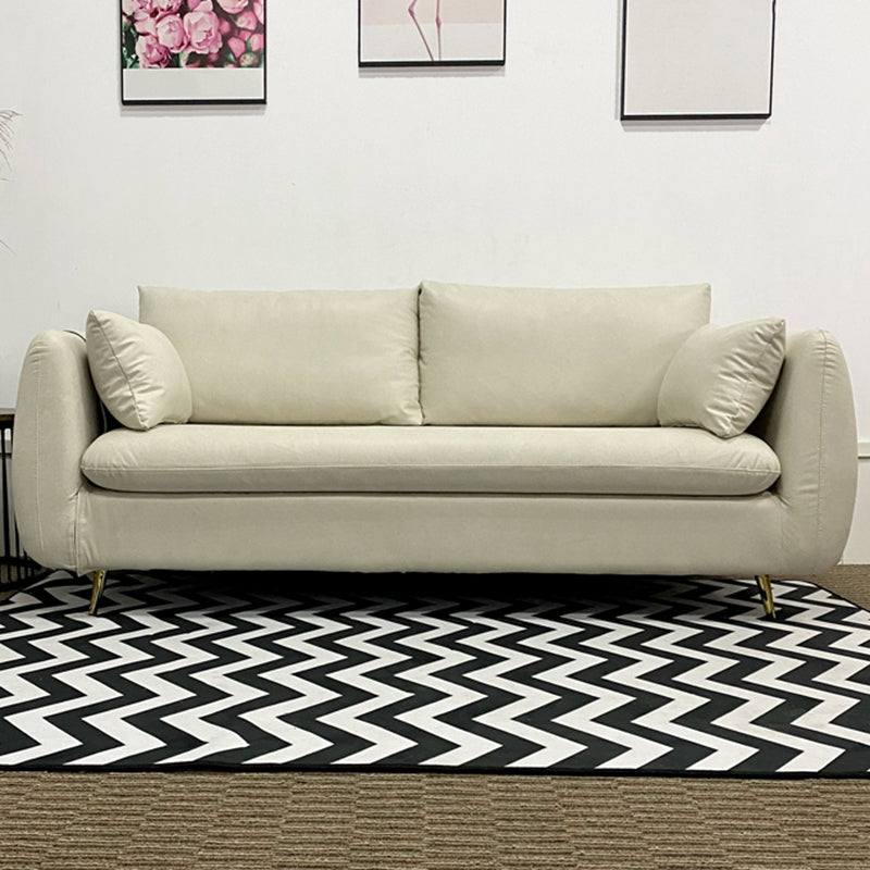 Contemporary Standard Sofa Square Arm Settee Couch with 2 Pillows