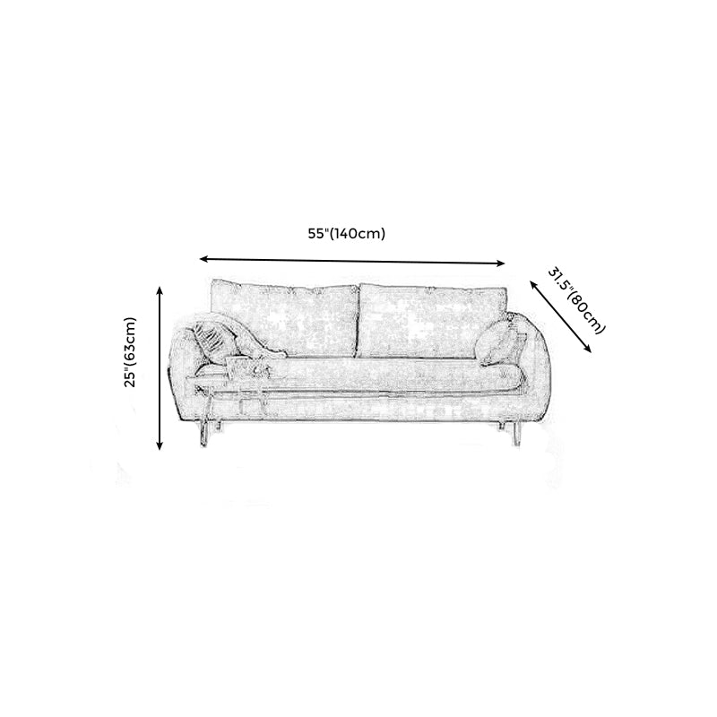 Contemporary Standard Sofa Square Arm Settee Couch with 2 Pillows
