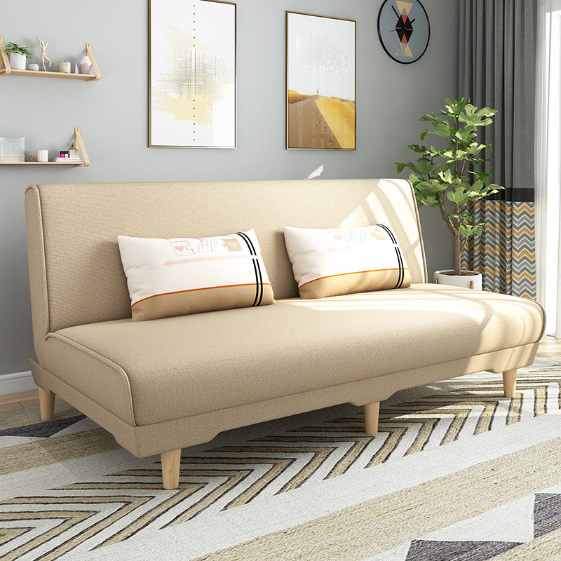 Modern Cotton Blend Armless Sofa Tight Back Couch with Pillow Included