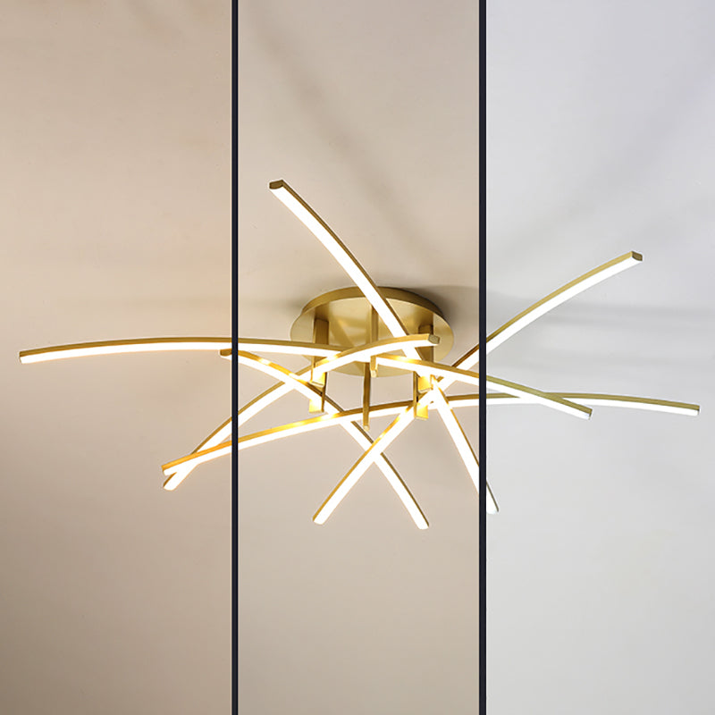 Lámpara de techo de forma lineal de estilo moderno Lámpara de techo múltiple de metal para el comedor