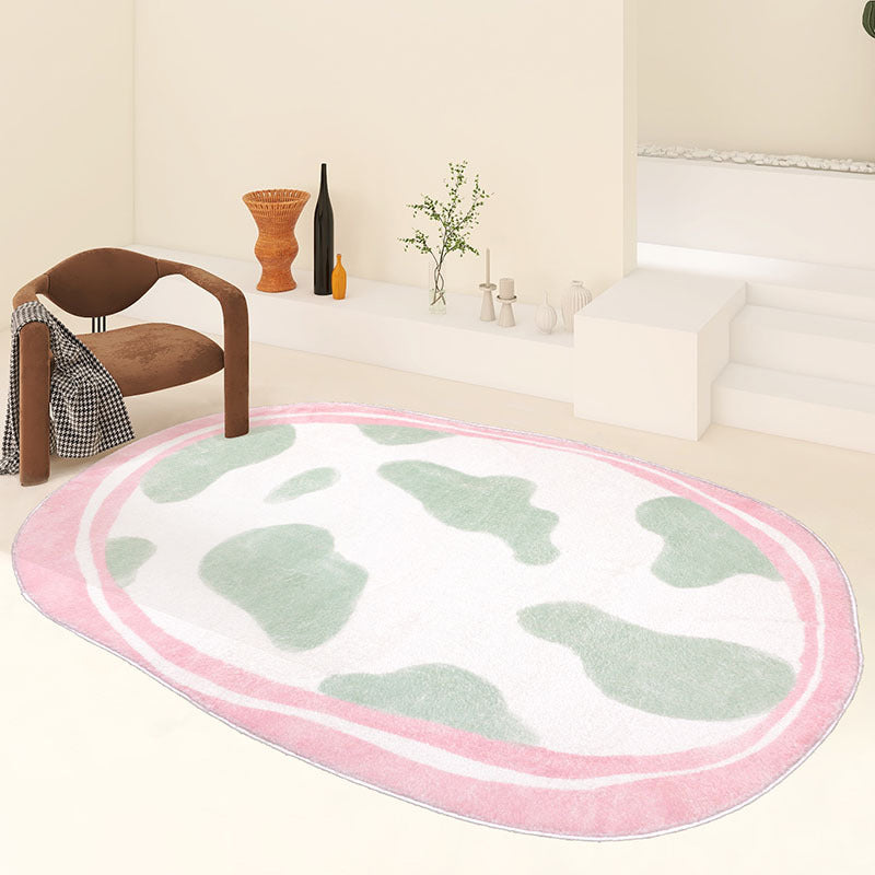 Yellow Modern Rug Polyester Checked Pattern Rug Washable Rug for Living Room