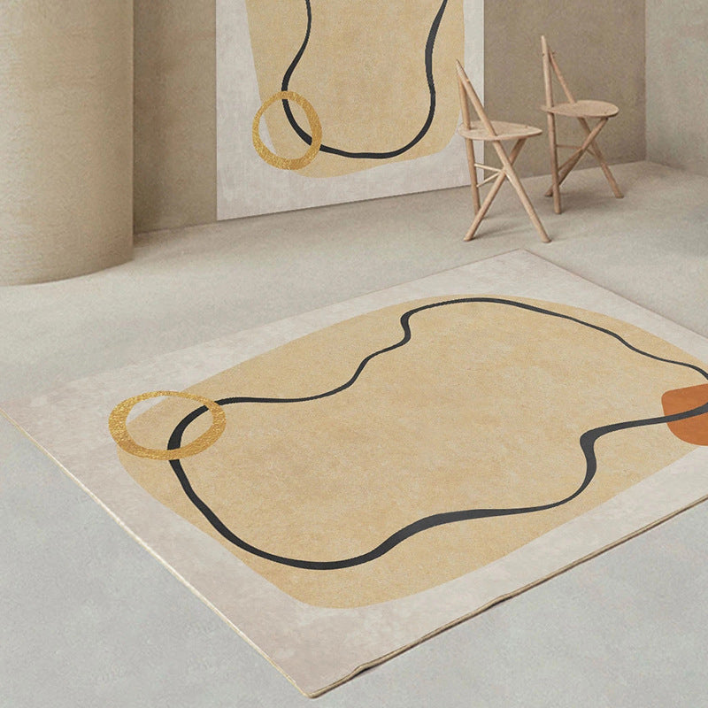 Light Brown Contrast Color Rug Polyester Casual Rug for Living Room