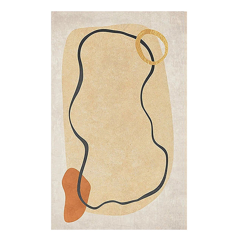 Light Brown Contrast Color Rug Polyester Casual Rug for Living Room