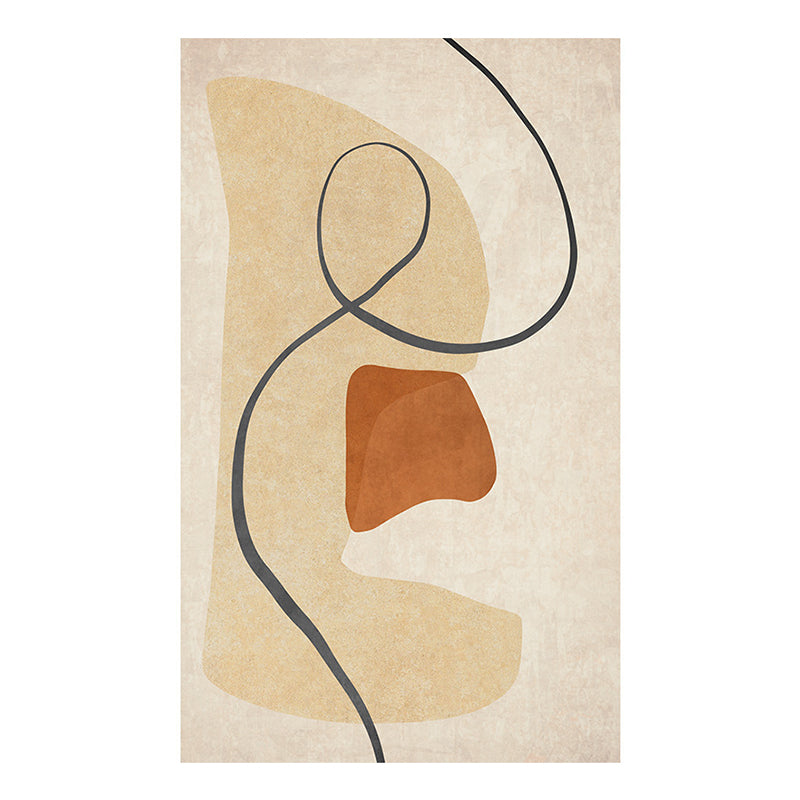 Light Brown Contrast Color Rug Polyester Casual Rug for Living Room