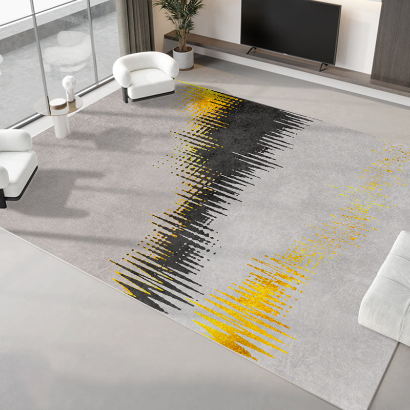 Light Gray Modern Rug Polyester Graphic Indoor Rug Non-Slip Backing Rug for Home Decor