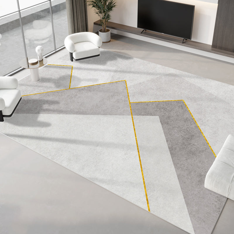 Light Gray Modern Rug Polyester Graphic Indoor Rug Non-Slip Backing Rug for Home Decor