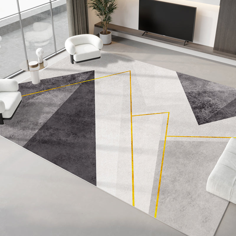 Light Gray Modern Rug Polyester Graphic Indoor Rug Non-Slip Backing Rug for Home Decor