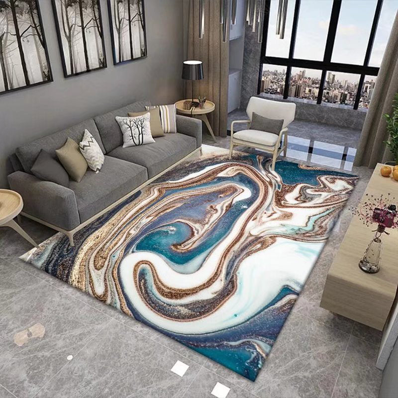 Purple Abstract Print Rug Polyester Pattern Rug Washable Rug for Home Decor