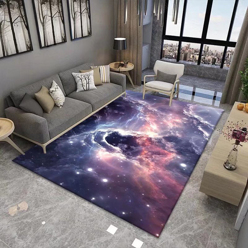 Purple Abstract Print Rug Polyester Pattern Rug Washable Rug for Home Decor