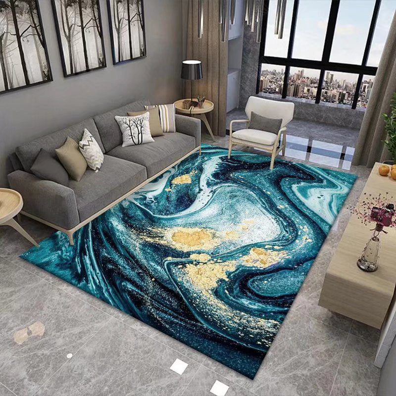 Purple Abstract Print Rug Polyester Pattern Rug Washable Rug for Home Decor