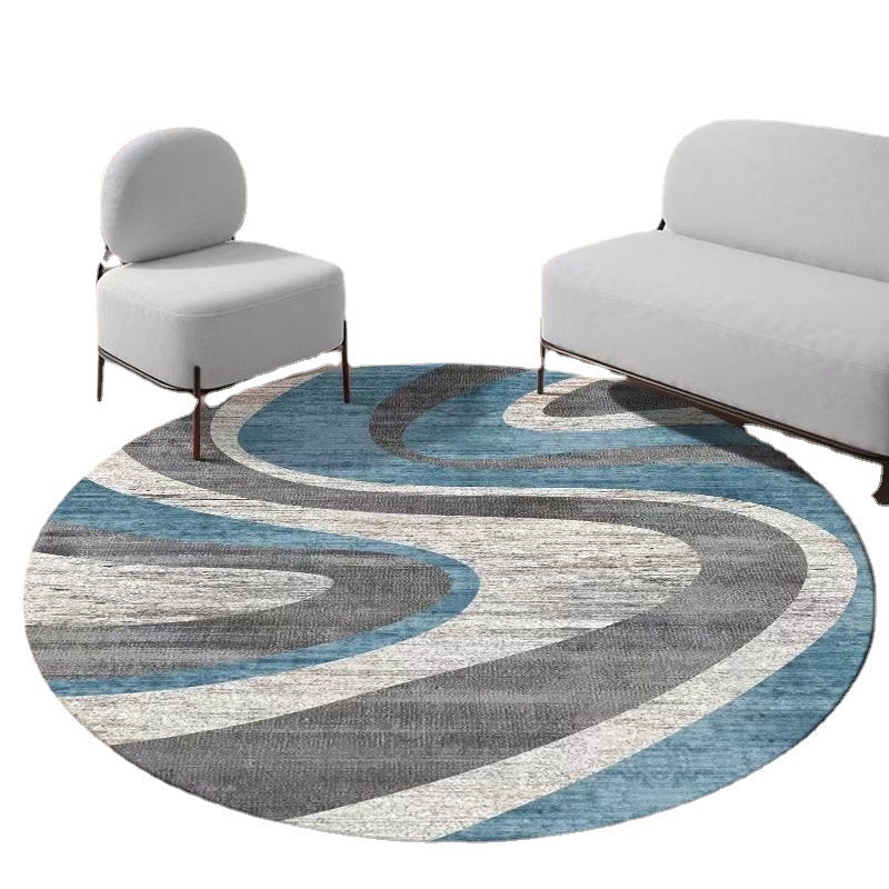 Gray Modern Rug Polyester Striped Rug Stain Resistant Rug for Living Room