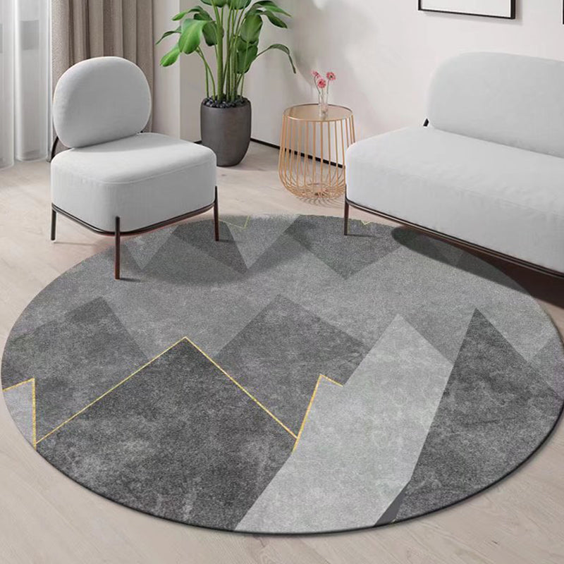 Gray Modern Rug Polyester Striped Rug Stain Resistant Rug for Living Room