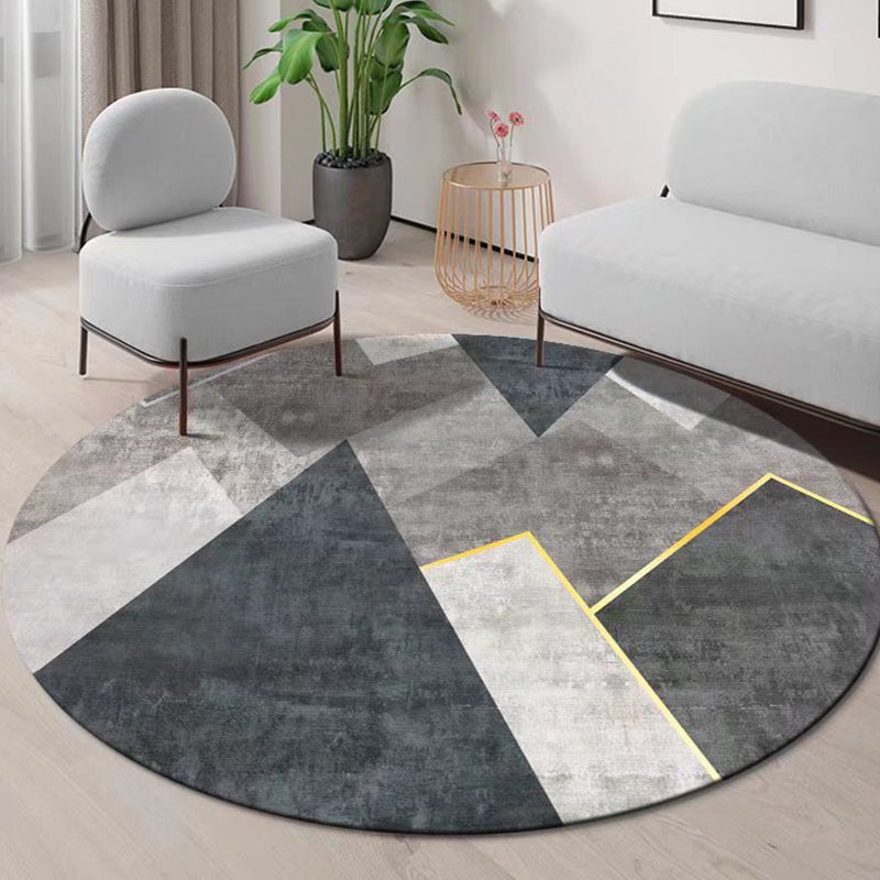 Gray Modern Rug Polyester Striped Rug Stain Resistant Rug for Living Room