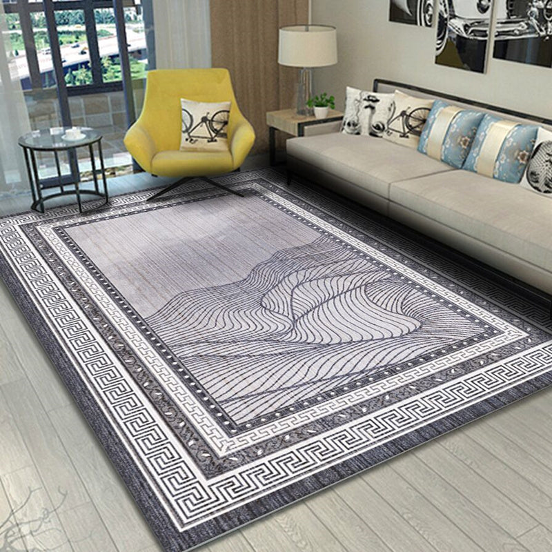 Light Brown Flower Rug Polyester Retro Rug Washable Rug for Drawing Room