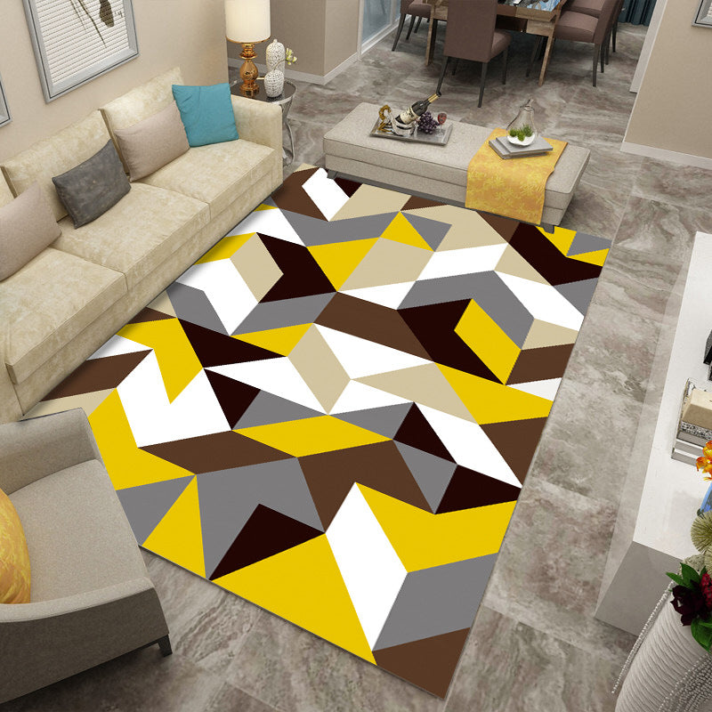Gold Modern Rug Polyester Graphic Indoor Rug Washable Rug for Drawing Room