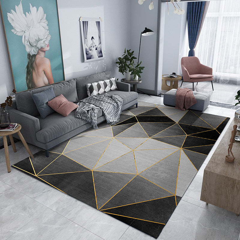 Gold Modern Rug Polyester Graphic Indoor Rug Washable Rug for Drawing Room
