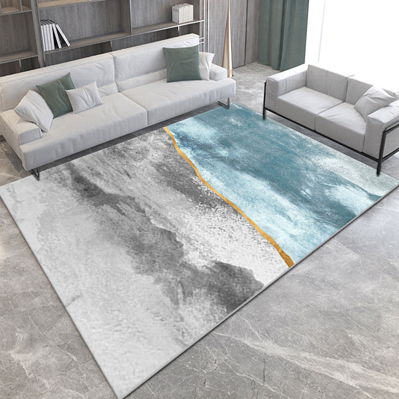 Dark Gray Gorgeous Rug Polyester Graphic Indoor Rug Stain Resistant Rug for Drawing Room