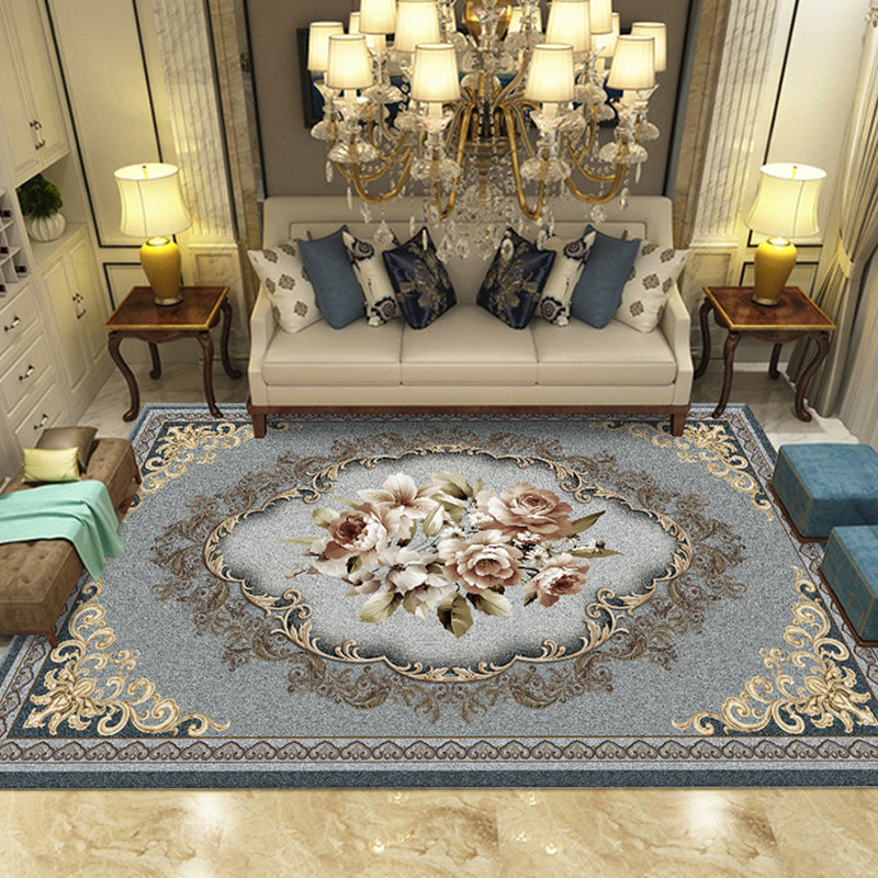 Gold Retro Carpet Polyester Graphic Carpet Stain Resistant Carpet for Living Room