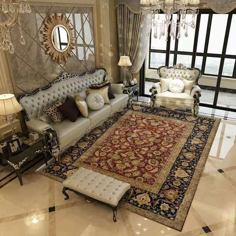 Apricot Graphic Area Rug Polyester Luxury Rug Non-Slip Backing Rug for Living Room
