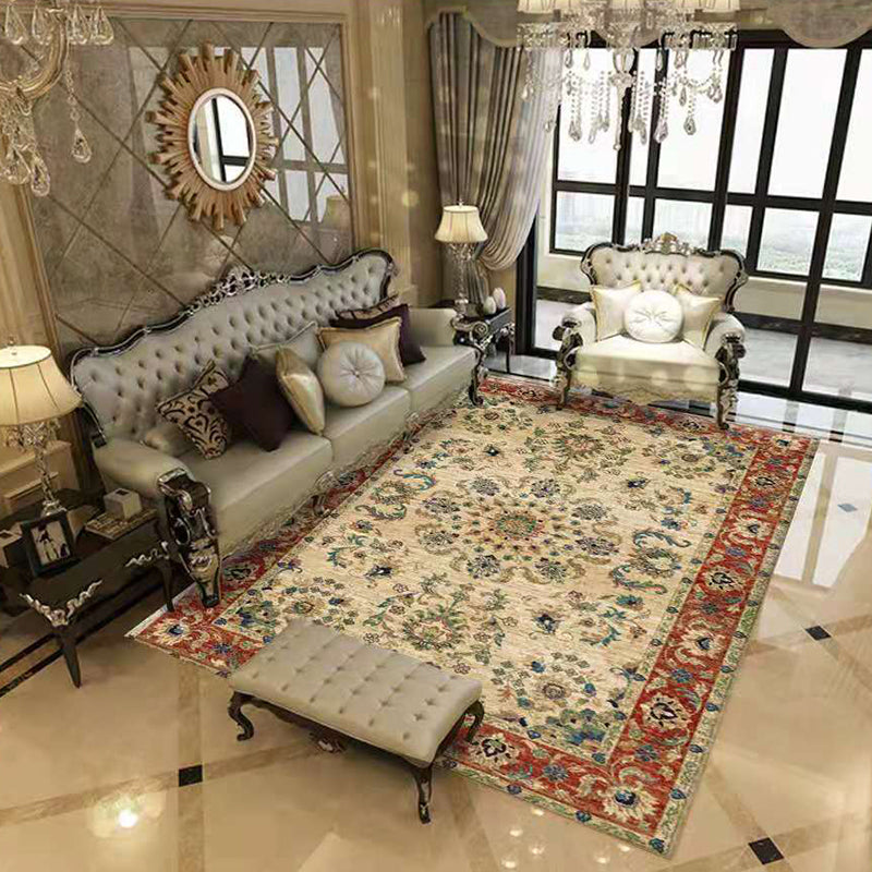 Apricot Graphic Area Rug Polyester Luxury Rug Non-Slip Backing Rug for Living Room