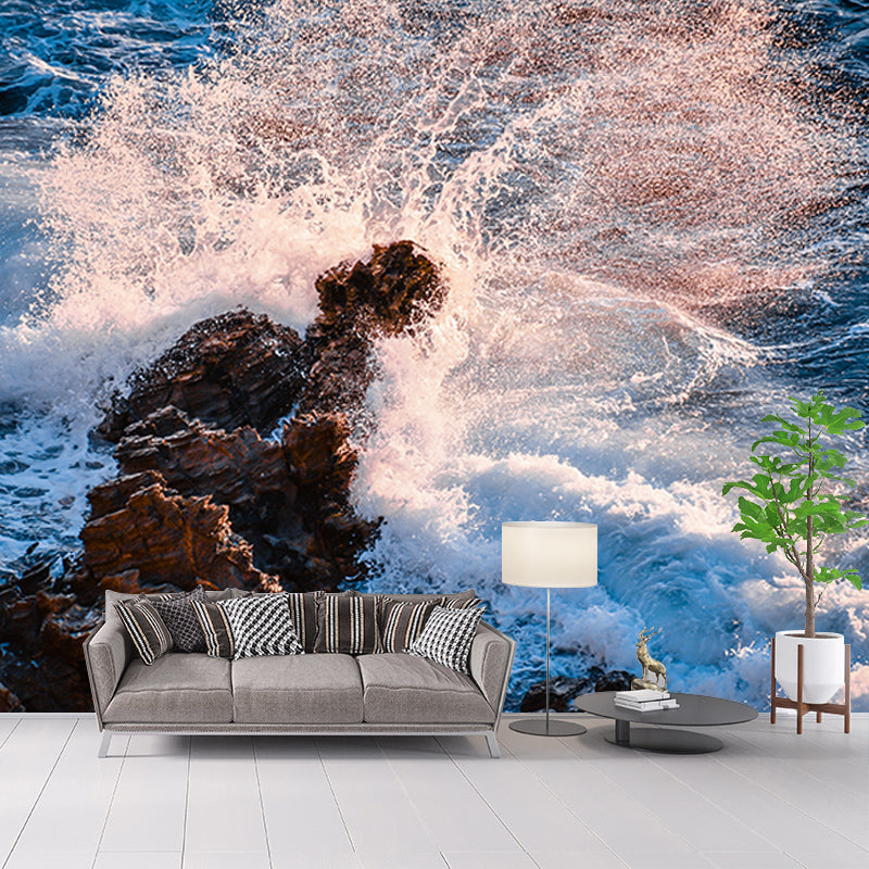 Environment Friendly Resistant Mural Wallpaper Sea Wave Living Room Wall Mural