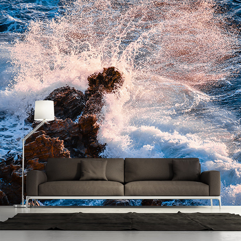 Environment Friendly Resistant Mural Wallpaper Sea Wave Living Room Wall Mural