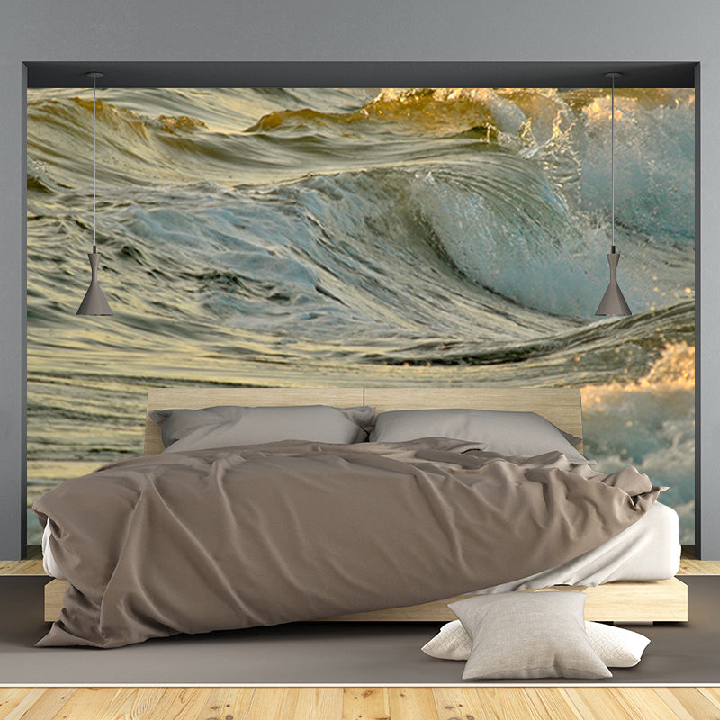 Photography Stain Resistant Wall Mural Wallpaper Sea Wave Sitting Room Wall Mural