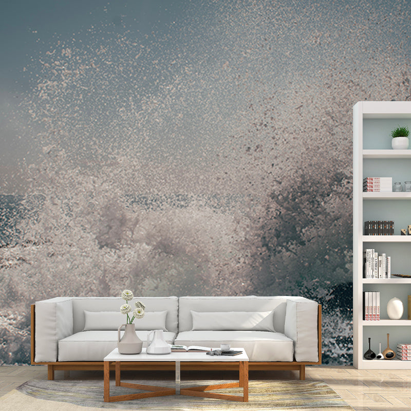 Photography Stain Resistant Wall Mural Wallpaper Sea Wave Sitting Room Wall Mural