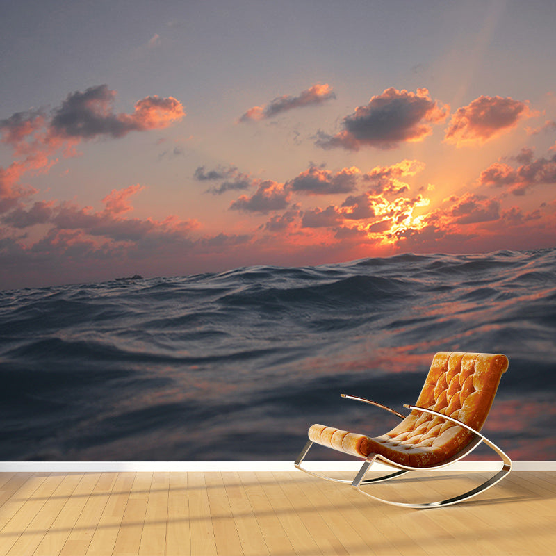 Photography Stain Resistant Wall Mural Wallpaper Sea Wave Sitting Room Wall Mural