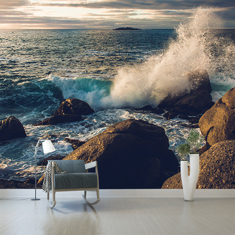 Modern Style Wall Mural Wallpaper Sea Wave Sitting Room Wall Mural