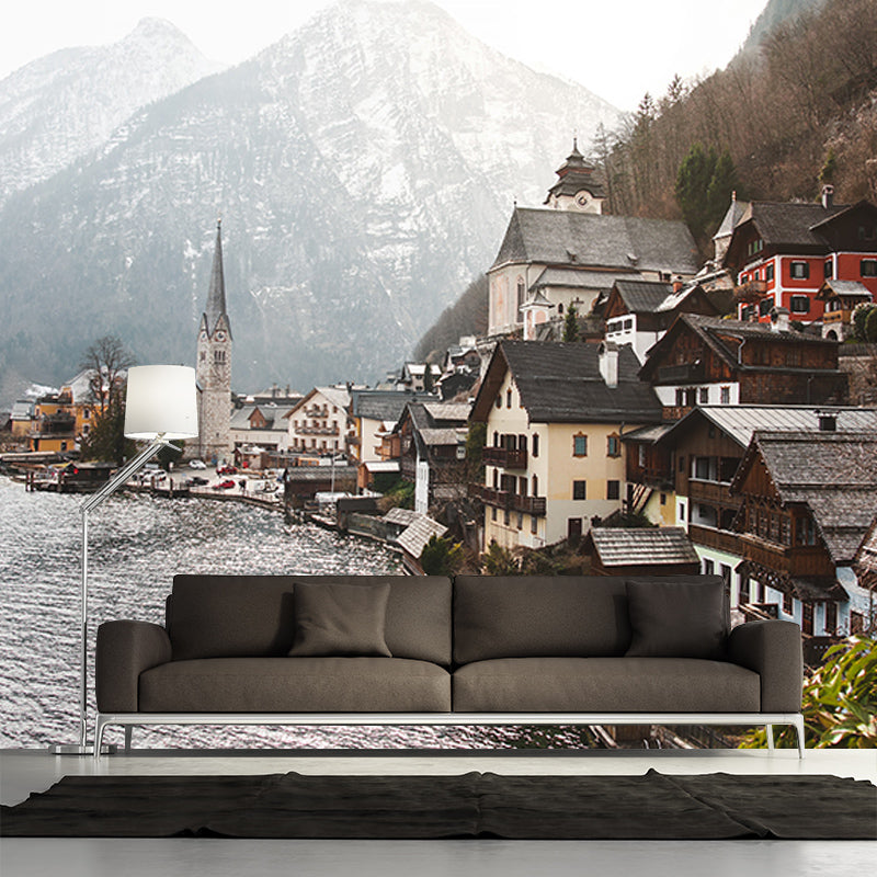 Photography Wall Mural Wallpaper Town Scenery Sitting Room Wall Mural