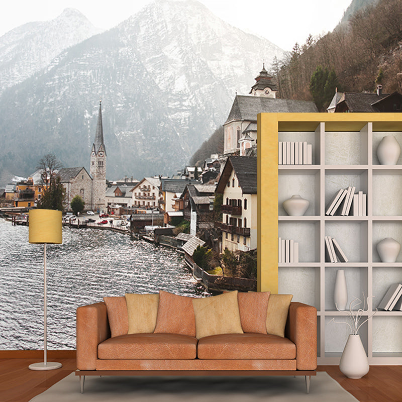 Photography Wall Mural Wallpaper Town Scenery Sitting Room Wall Mural