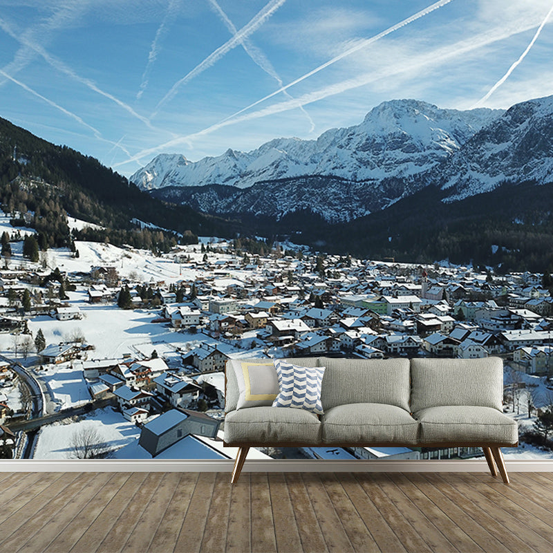 Town Scenery Photography Mildew Resistant Wallpaper Environmental Sleeping Room Wall Mural