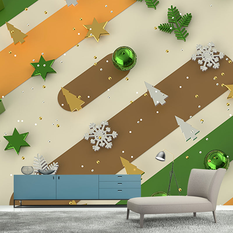3D Pattern Stain Resistant Wall Mural Washable Wallpaper Sitting Room Wall Mural
