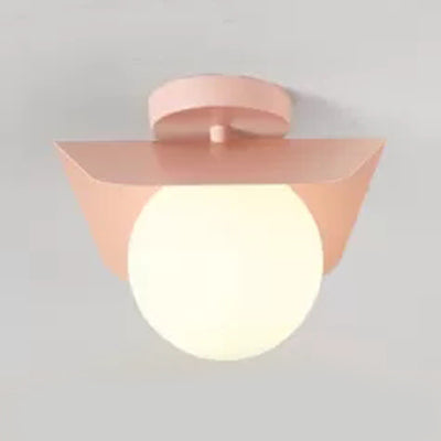 Macaron Loft Orb Shade Flush Mount Light Frosted Glass 1 Bulb Ceiling Fixture for Hallway