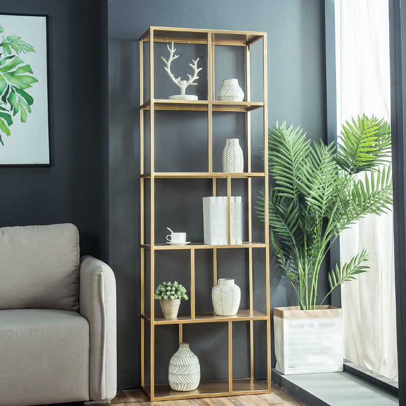 Open Back Bookcase Glam Style Bookshelf for Home Office and Study Room