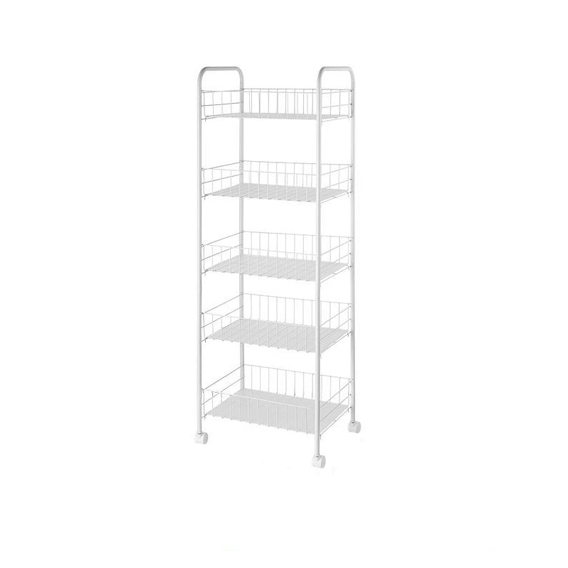 Industrial Iron Etagere Bookshelf Open Vertical Bookshelf with Caster Wheels