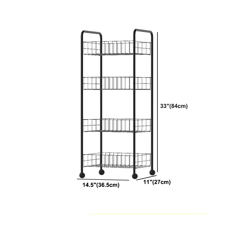 Industrial Iron Etagere Bookshelf Open Vertical Bookshelf with Caster Wheels