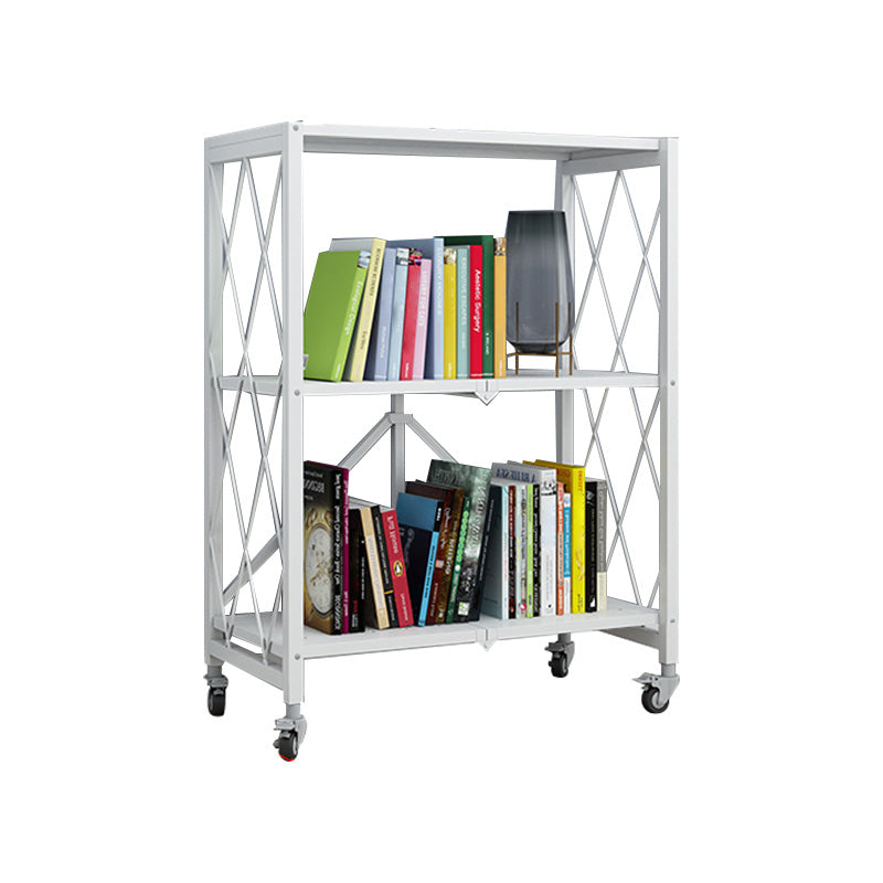 Libreria etagere pieghevole industriale in metallo libreria aperta con ruote di caster