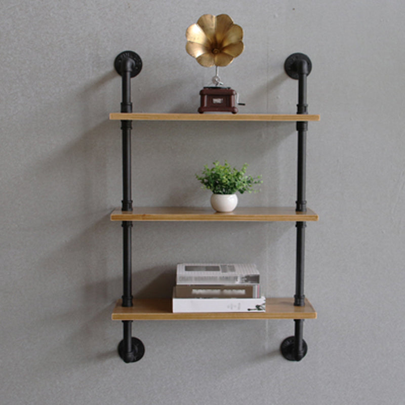 Wandeinheit und Etagere Bücherregal Industrial Black Eisenrahmen und Kiefernholzregal
