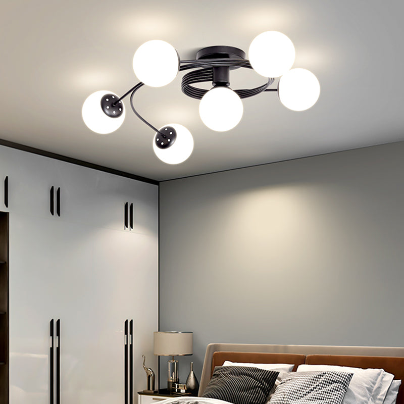 Lámpara de techo de montaje de montura de vidrio simplicidad redonda de semi rascilla luz de techo