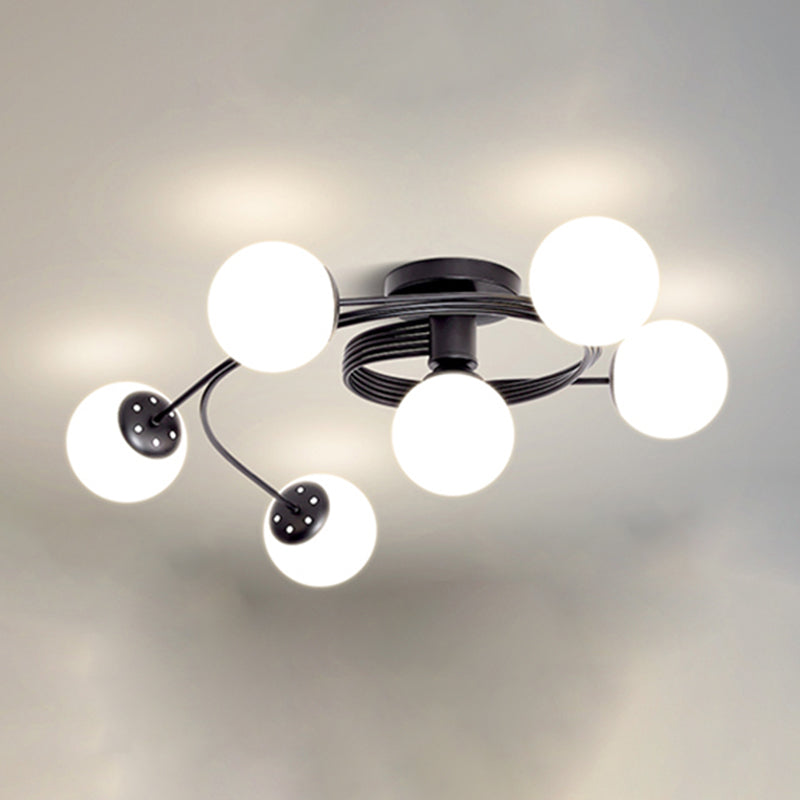 Lámpara de techo de montaje de montura de vidrio simplicidad redonda de semi rascilla luz de techo