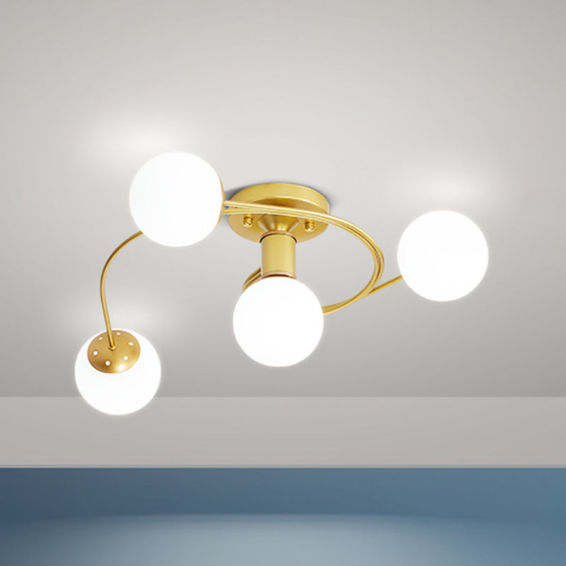 Verre à chasse d'eau de plafond lampe ronde simplicité semi-flush plafond Light